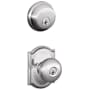 Schlage Plymouth Single Cylinder Keyed Entry Door Knob Set and Deadbolt Combo with Camelot Rose Bright Chrome