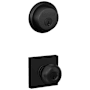 Schlage Plymouth Single Cylinder Keyed Entry Door Knob Set and Deadbolt Combo with Collins Rose Matte Black