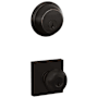 Schlage Plymouth Single Cylinder Keyed Entry Door Knob Set and Deadbolt Combo with Collins Rose Aged Bronze
