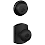 Schlage Plymouth Single Cylinder Keyed Entry Door Knob Set and Deadbolt Combo with Greenwich Rose Matte Black