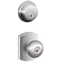 Schlage Plymouth Single Cylinder Keyed Entry Door Knob Set and Deadbolt Combo with Greenwich Rose Bright Chrome