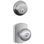 Schlage Plymouth Single Cylinder Keyed Entry Door Knob Set and Deadbolt Combo with Greenwich Rose Satin Chrome
