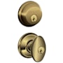 Schlage Siena Single Cylinder Keyed Entry Door Knob Set and Deadbolt Combo Antique Brass