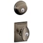 Schlage Siena Single Cylinder Keyed Entry Door Knob Set and Deadbolt Combo with Addison Rose Antique Pewter