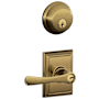 Schlage Avila Single Cylinder Keyed Entry Door Lever Set and Deadbolt Combo with Addison Rose Antique Brass