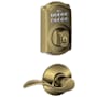 Schlage Camelot Single Cylinder Electronic Keypad Deadbolt with Passage Accent Lever Antique Brass
