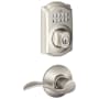 Schlage Camelot Single Cylinder Electronic Keypad Deadbolt with Passage Accent Lever Satin Nickel