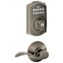 Schlage Camelot Single Cylinder Electronic Keypad Deadbolt with Passage Accent Lever Antique Pewter