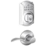 Schlage Camelot Single Cylinder Electronic Keypad Deadbolt with Passage Accent Lever Satin Chrome