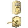 Schlage Camelot Single Cylinder Electronic Keypad Deadbolt with Passage Accent Lever and Decorative Camelot Trim Lifetime Polished Brass