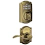 Schlage Camelot Single Cylinder Electronic Keypad Deadbolt with Passage Accent Lever and Decorative Camelot Trim Antique Brass