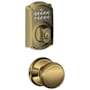 Schlage Camelot Single Cylinder Electronic Keypad Deadbolt with Passage Andover Knob Antique Brass