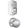 Schlage Camelot Single Cylinder Electronic Keypad Deadbolt with Passage Andover Knob Satin Chrome