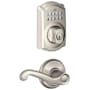 Schlage Camelot Single Cylinder Electronic Keypad Deadbolt with Passage Flair Lever Satin Nickel