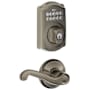 Schlage Camelot Single Cylinder Electronic Keypad Deadbolt with Passage Flair Lever Antique Pewter