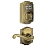 Schlage Camelot Single Cylinder Electronic Keypad Deadbolt with Passage Flair Lever and Decorative Camelot Trim Antique Brass