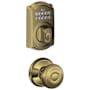 Schlage Camelot Single Cylinder Electronic Keypad Deadbolt with Passage Georgian Knob Antique Brass
