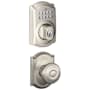 Schlage Camelot Single Cylinder Electronic Keypad Deadbolt with Passage Georgian Knob and Decorative Camelot Trim Satin Nickel