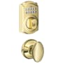 Schlage Camelot Single Cylinder Electronic Keypad Deadbolt with Passage Siena Knob Lifetime Polished Brass