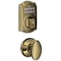 Schlage Camelot Single Cylinder Electronic Keypad Deadbolt with Passage Siena Knob Antique Brass