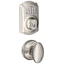 Schlage Camelot Single Cylinder Electronic Keypad Deadbolt with Passage Siena Knob Satin Nickel