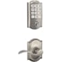 Schlage Arrive Keyless Entry Deadbolt and Accent Lever Combo Pack with Decorative Camelot Trim Satin Nickel