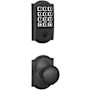 Schlage Arrive Keyless Entry Deadbolt and Plymouth Knob Combo Pack with Decorative Camelot Trim Matte Black