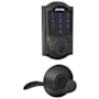 Schlage Connect Camelot Touchscreen Electronic Deadbolt with Z-Wave Plus Technology and Passage Accent Lever Matte Black