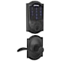 Schlage Connect Camelot Touchscreen Electronic Deadbolt with Z-Wave Plus Technology and Passage Accent Lever and Decorative Camelot Trim Matte Black