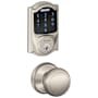 Schlage Connect Camelot Touchscreen Electronic Deadbolt with Z-Wave Plus Technology and Passage Andover Knob Satin Nickel