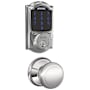 Schlage Connect Camelot Touchscreen Electronic Deadbolt with Z-Wave Plus Technology and Passage Andover Knob Bright Chrome