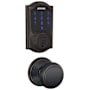 Schlage Connect Camelot Touchscreen Electronic Deadbolt with Z-Wave Plus Technology and Passage Andover Knob Aged Bronze