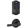Schlage Connect Camelot Touchscreen Deadbolt with Built-in Alarm and Passage Broadway Lever Matte Black