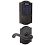 Schlage Connect Camelot Touchscreen Electronic Deadbolt with Z-Wave Plus Technology and Passage Flair Lever and Decorative Camelot Trim Aged Bronze