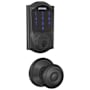 Schlage Connect Camelot Touchscreen Electronic Deadbolt with Z-Wave Plus Technology and Passage Georgian Knob Matte Black
