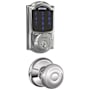 Schlage Connect Camelot Touchscreen Electronic Deadbolt with Z-Wave Plus Technology and Passage Georgian Knob Bright Chrome