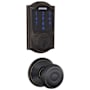 Schlage Connect Camelot Touchscreen Electronic Deadbolt with Z-Wave Plus Technology and Passage Georgian Knob Aged Bronze