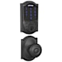 Schlage Connect Camelot Touchscreen Electronic Deadbolt with Z-Wave Plus Technology and Passage Georgian Knob and Decorative Camelot Trim Matte Black