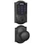 Schlage Connect Camelot Touchscreen Electronic Deadbolt with Z-Wave Plus Technology and Passage Plymouth Knob and Decorative Camelot Trim Matte Black