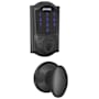 Schlage Connect Camelot Touchscreen Electronic Deadbolt with Z-Wave Plus Technology and Passage Siena Knob Matte Black
