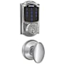 Schlage Connect Camelot Touchscreen Electronic Deadbolt with Z-Wave Plus Technology and Passage Siena Knob Bright Chrome