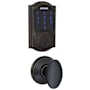 Schlage Connect Camelot Touchscreen Electronic Deadbolt with Z-Wave Plus Technology and Passage Siena Knob Aged Bronze