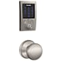 Schlage Connect Century Touchscreen Deadbolt with Built-in Alarm and Passage Andover Knob Satin Nickel