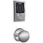 Schlage Connect Century Touchscreen Deadbolt with Built-in Alarm and Passage Andover Knob Satin Chrome