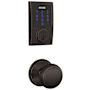 Schlage Connect Century Touchscreen Deadbolt with Built-in Alarm and Passage Andover Knob Aged Bronze
