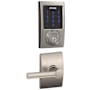 Schlage Connect Century Touchscreen Electronic Deadbolt with Z-Wave Plus Technology and Passage Broadway Lever and Decorative Century Trim Satin Nickel
