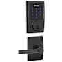 Schlage Connect Century Touchscreen Electronic Deadbolt with Z-Wave Plus Technology and Passage Broadway Lever and Decorative Century Trim Matte Black
