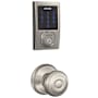 Schlage Connect Century Touchscreen Deadbolt with Built-in Alarm and Passage Georgian Knob Satin Nickel
