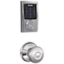 Schlage Connect Century Touchscreen Deadbolt with Built-in Alarm and Passage Georgian Knob Bright Chrome