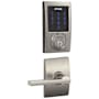 Schlage Connect Century Touchscreen Electronic Deadbolt with Z-Wave Plus Technology and Passage Latitude Lever and Decorative Century Trim Satin Nickel